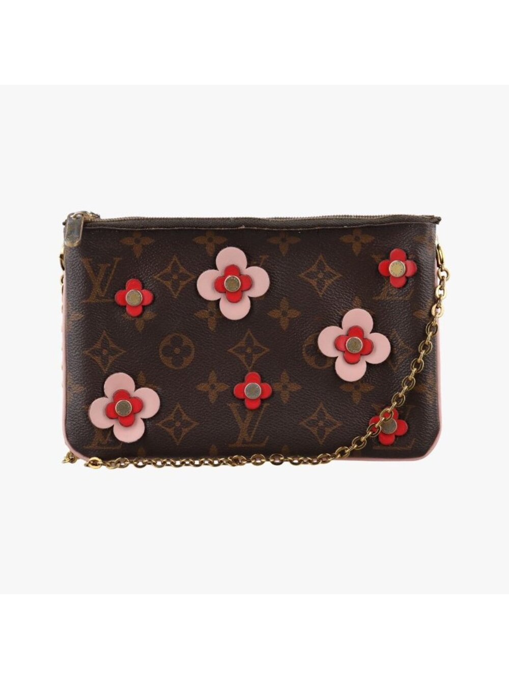 Louis Vuitton Pochette Double Zip Blooming Flower Monogram Brown Multicolor